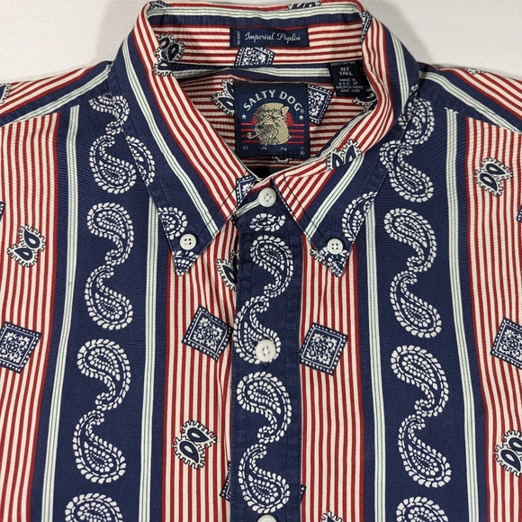 Vtg 90s Gant Salty Dog AOP All Over Print Button Up Shirt Paisley Size XLT - Picture 5 of 6